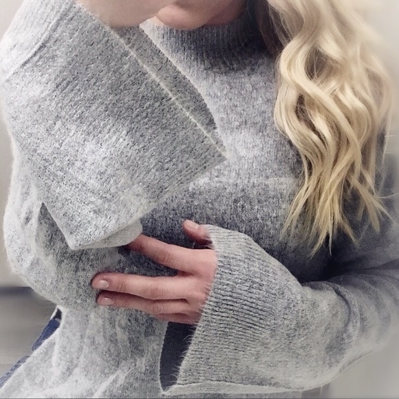 ‘19 Best Seller! Mock Neck Softest Gray Sweater - Picture 2 of 3